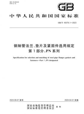 鋼制管法蘭、墊片及緊固件選用規(guī)定 第1部分：PN系列國標/T 43079.1-2023